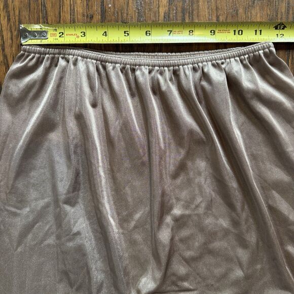 Vintage Flair Half Slip Skirt Side Slit Floral Lace Trim Beige Womens Size Large - Picture 6 of 9